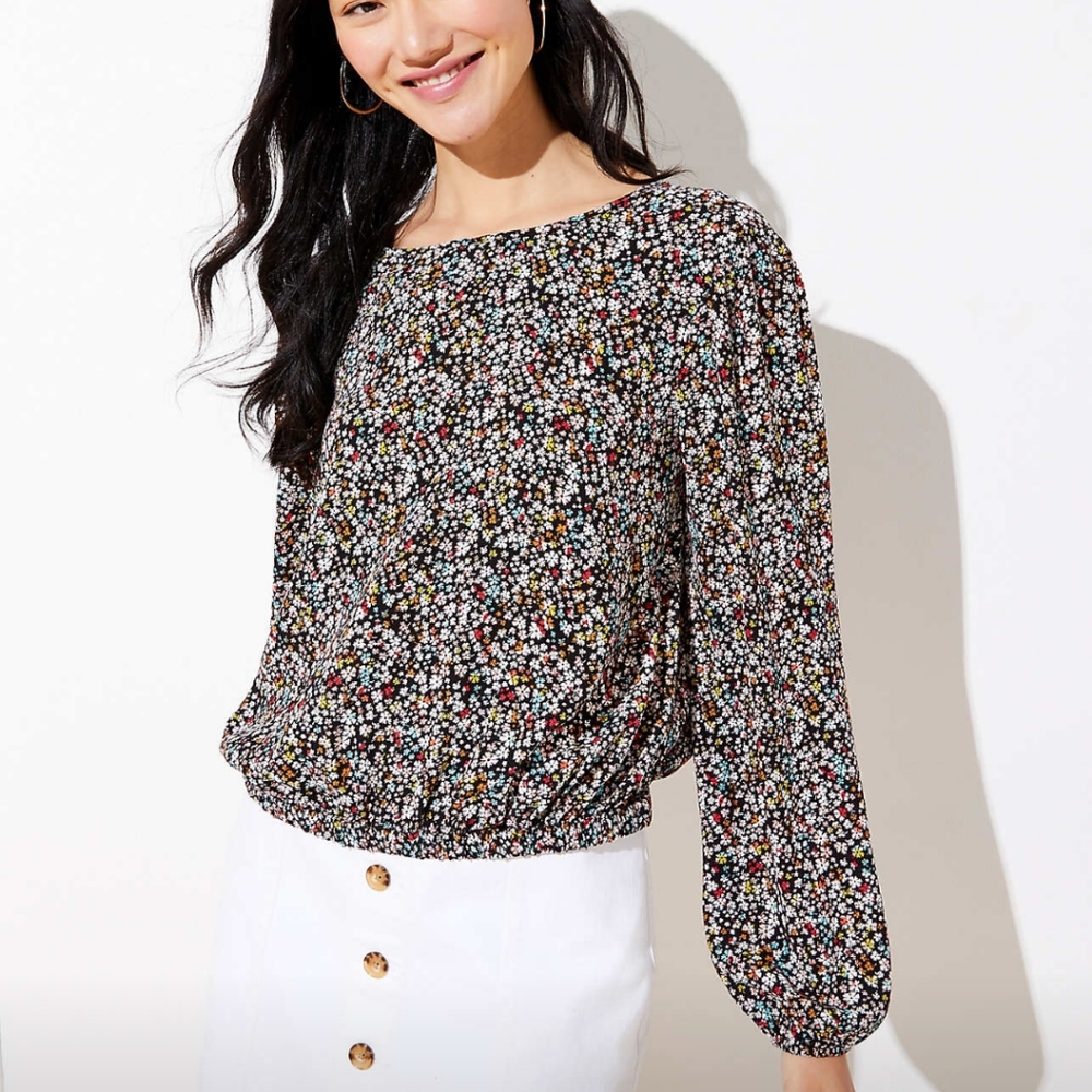LOFT Garden Wrap Back Cropped Top